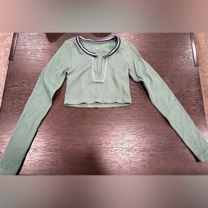 Urban Outfitters Sage Long Sleeve Crop Top